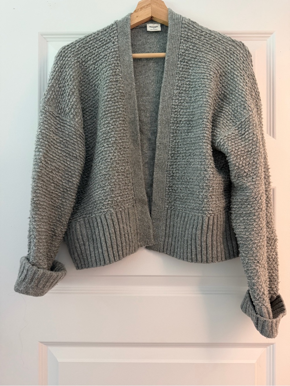 ABERCROMBIE | Cozy Open-Front Gray Knit Women’s Cardigan